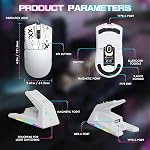 ATTACK SHARK X1 Ultralight Tri Mode Wireless 40000 DPI Gaming Mouse-White | Magnetic RGB Charging Dock,Anti Slip Grip Tape,PixArt PAW3395 Pro Optical Sensor,BT/2.4Ghz/Wired,Driver for PC Win Mac Gamer