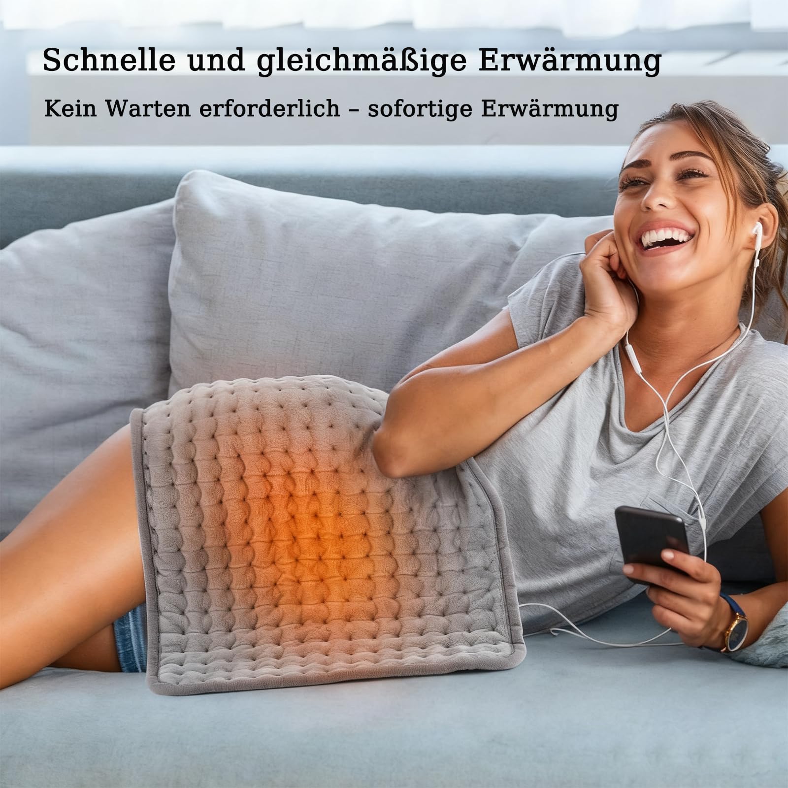 Heizkissen mit 10 Heizstufen & 3 Timer, Automatische Abschaltung, Wärmekissen für Nacken und Rücken, Maschinenwaschbar mit 1.93m Kabel (40 * 76cm)