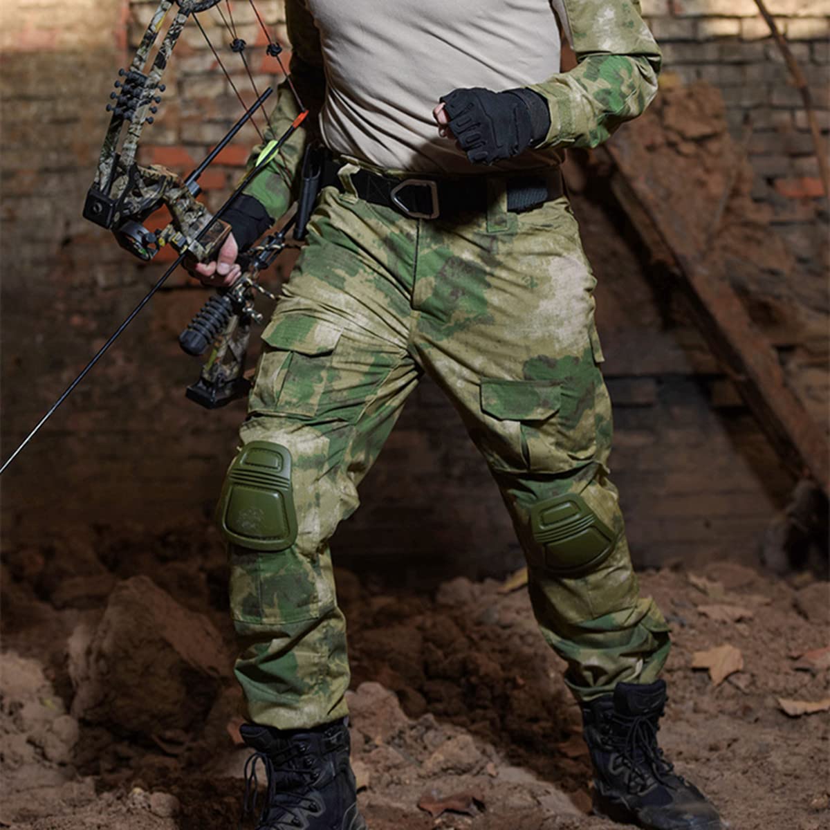 Ginocchiere Sport Set di Protezione Tattica Militari per Airsoft CS Caccia Paintball, Verde
