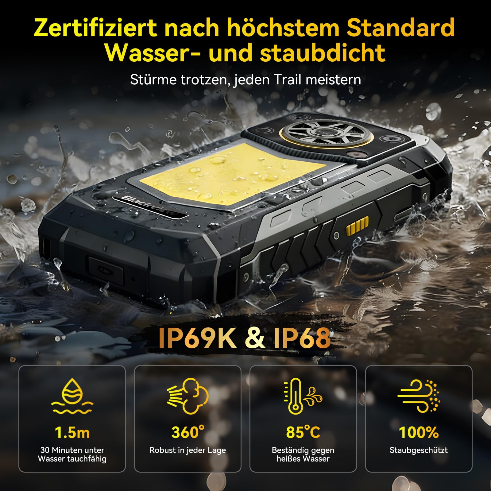 Blackview ROCK 5 Outdoor Smartphone, 20000mAh Business Handy, 48(12+36)GB+256GB/2TB Android 16 Outdoor Handy Ohne Vertrag, 108MP AI Kamera, 6.78" FHD+ Display 120Hz IP69K, NFC/OTG/GPS/3 Jahre Garantie