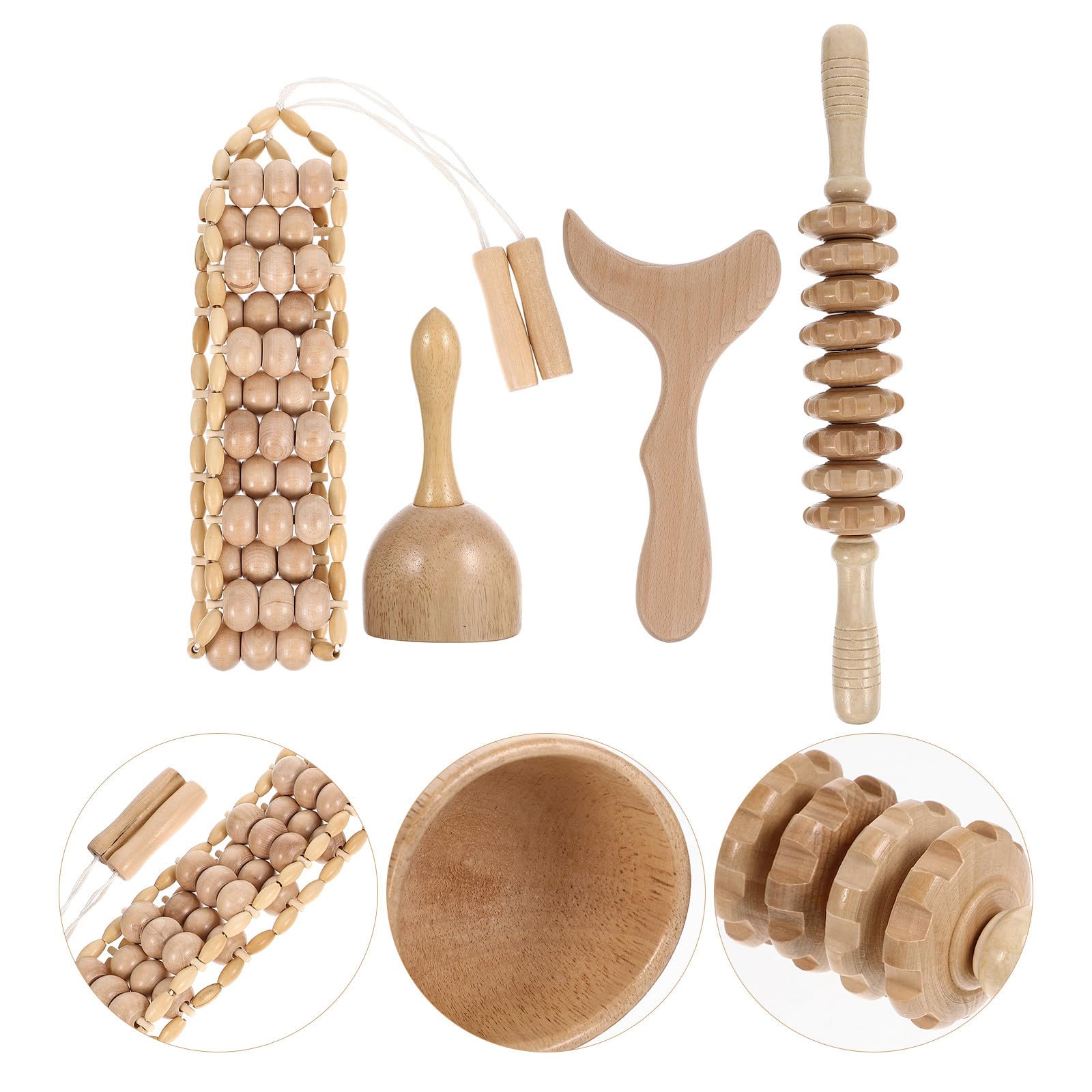 BESPORTBLE Tabla de Raspado Gua Sha de Madera, Palo de Masaje Corporal, Kit, Simple y Ligero, para Uso Doméstico, Masaje de Puntos de Acupuntura y Suelas