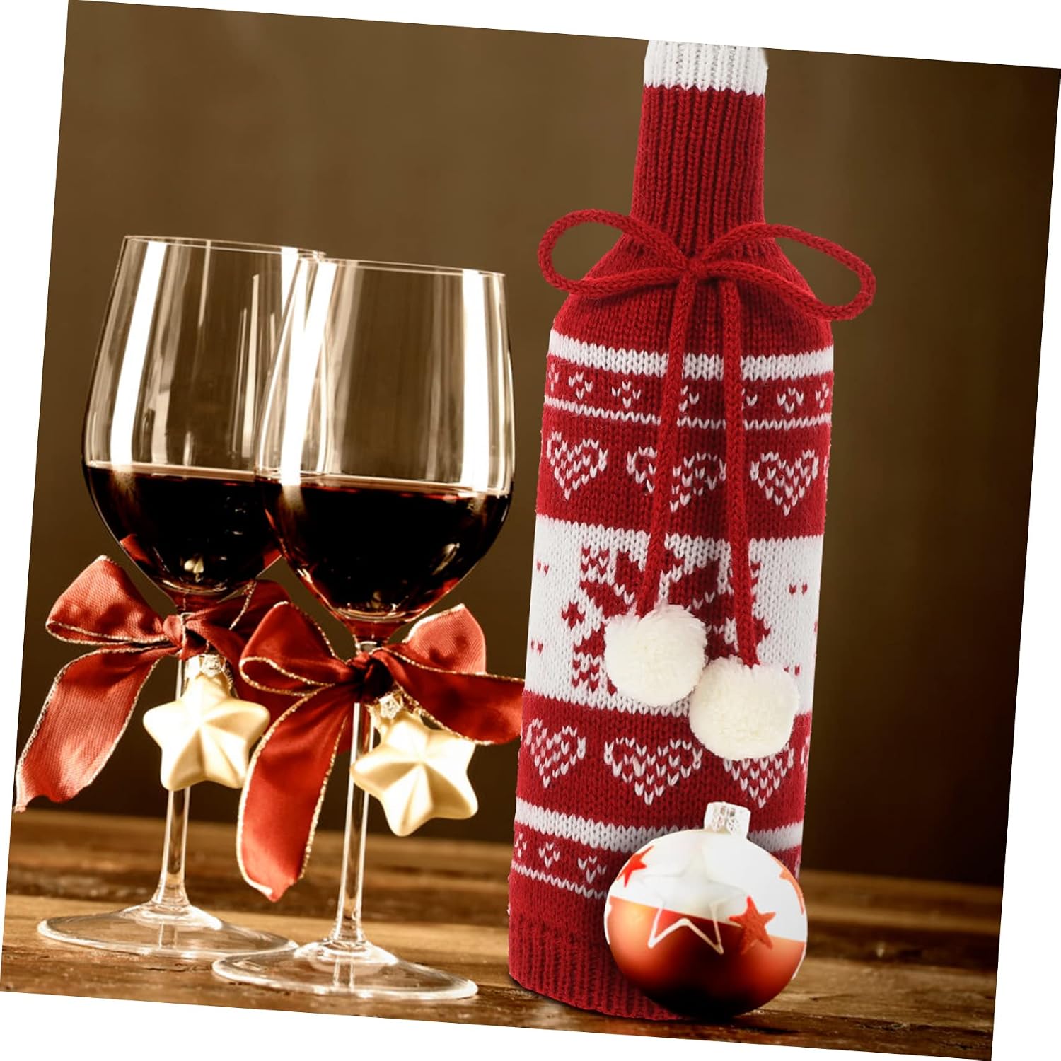 Christmas Wine Covers 2pcs Cloth Foldable Lightweight Xmas