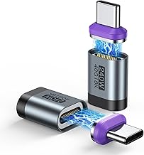 VAFOTON 240 W USB C Magnetic Adapter, 24 Pin Magnetic USB C Adapter (2 Pack), PD Fast Charge, 8 K @ 60 Hz Video Transfer, 40 Gbps Data Transfer, Compatible with Thunderbolt 3/4, MBook Pro/Air, VR