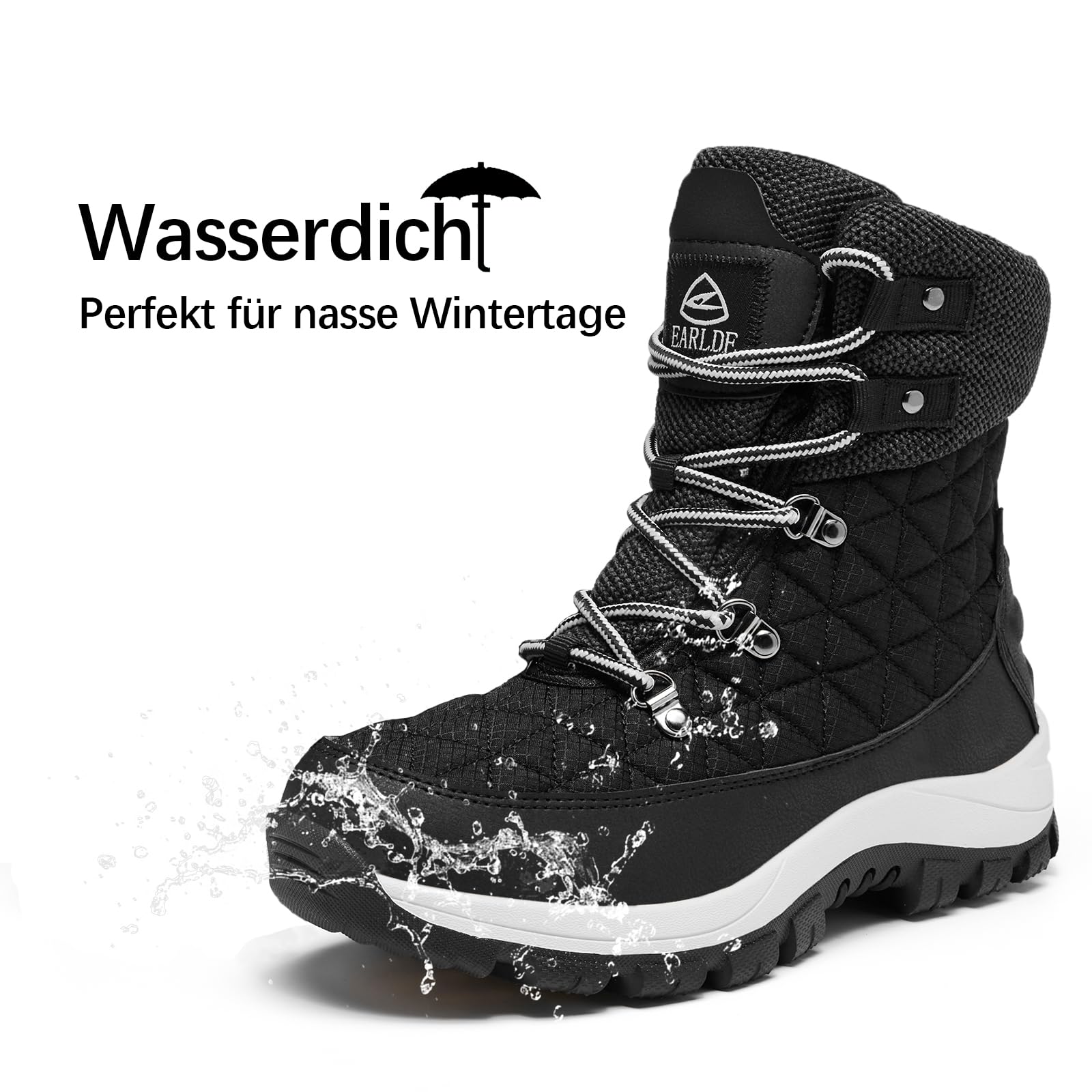 EARLDE Winterschuhe Damen Wasserdicht Schneestiefel Warm Gefüttert | Winterstiefel Rutschfest Outdoor Schuhe Winter Stiefel