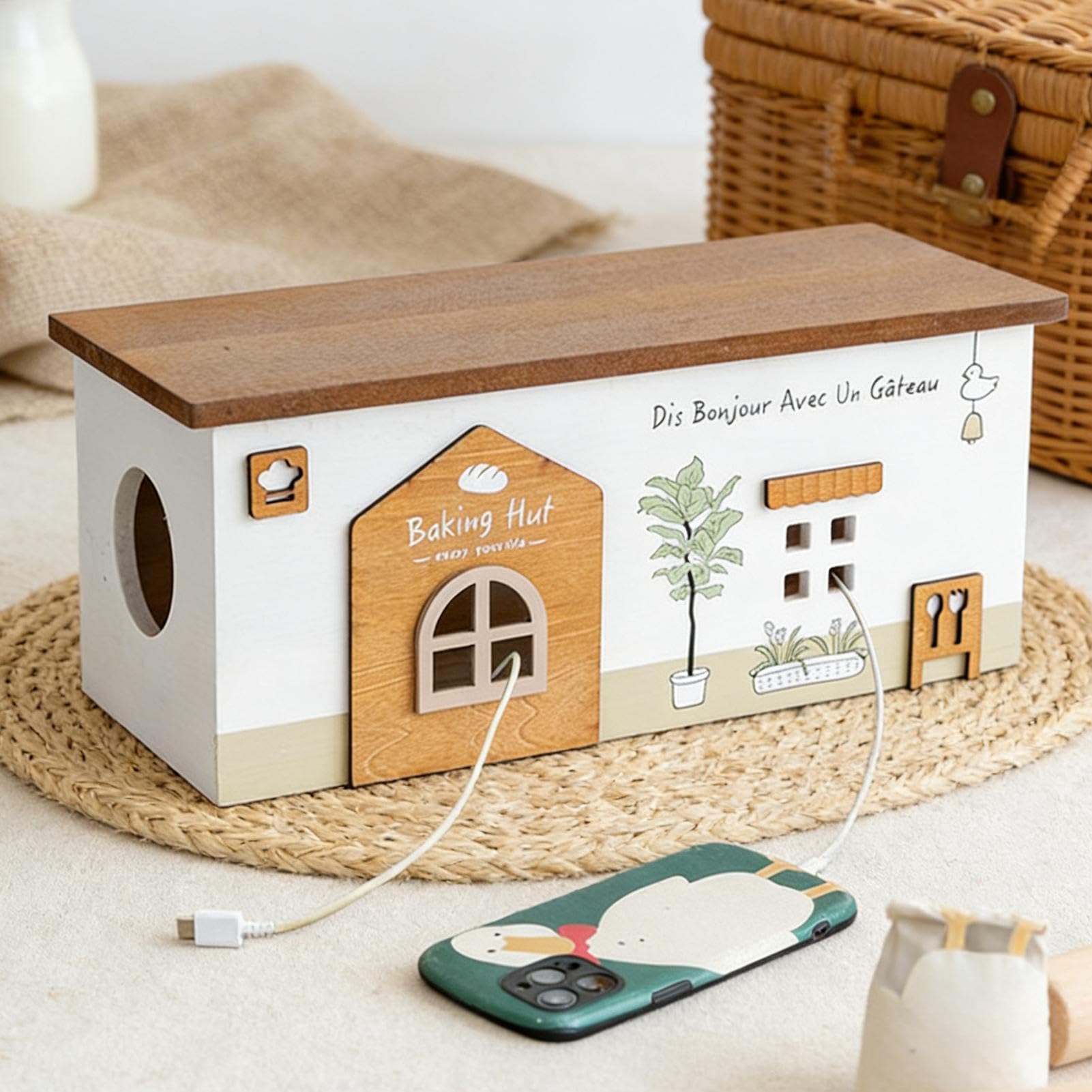 Scatola Organizzatrice Cavi per Archivio Cestini Design a Cabina Realizzati | Porta Fili Elettrici con Scatola per Casa Ufficio Garage Viaggio Elettronica Telefono TV