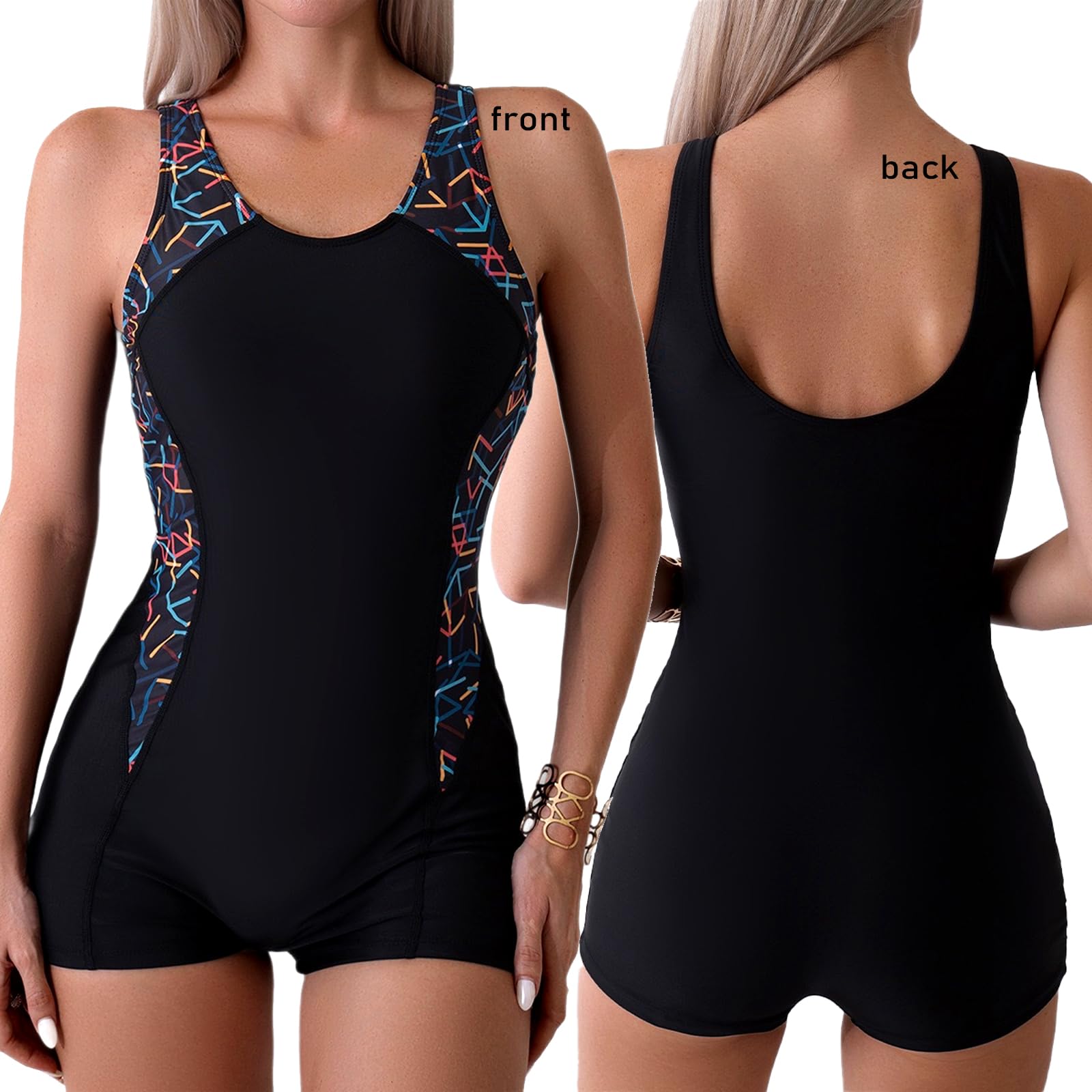 Bañador Natacion Mujer 1 Pieza Modesto Control de Abdomen Secado Rápido Deportivo Pro One Piece