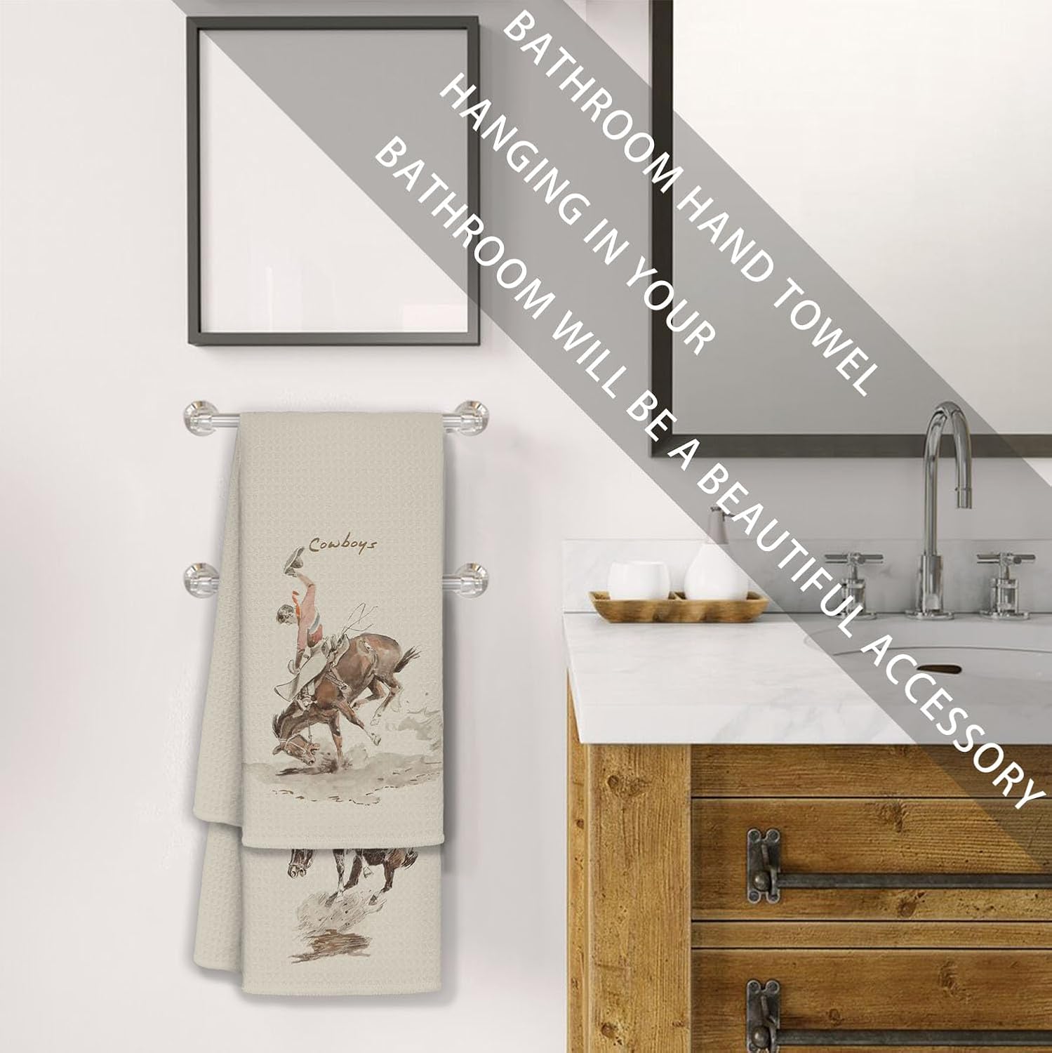 Western Bathroom Decor, Couples Gifts, Western Kitchen Bath Towels, Cowboy Bathroom Decor Set of 2, Gifts for Couples, Western Dish Towels, Western Hand Towels 16×24 in, 342hslc-mj-two - Image 4