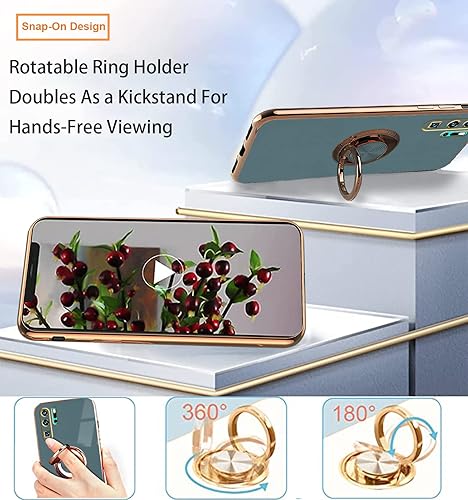 Miniatura 7 de Wousunly Compatible con Huawei P30 Pro Case Ring Holder Magnet Green, Huawei P30 Pro Funda de teléfono Funda de silicona a prueba de golpes Funda