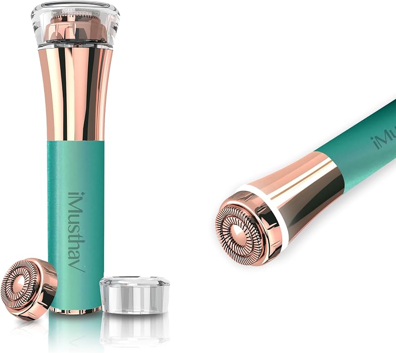 Aparador facial elétrico iMusthav com cabeça flutuante de anel duplo de 16 mm, luz LED de 360° e acabamento dourado 18K
