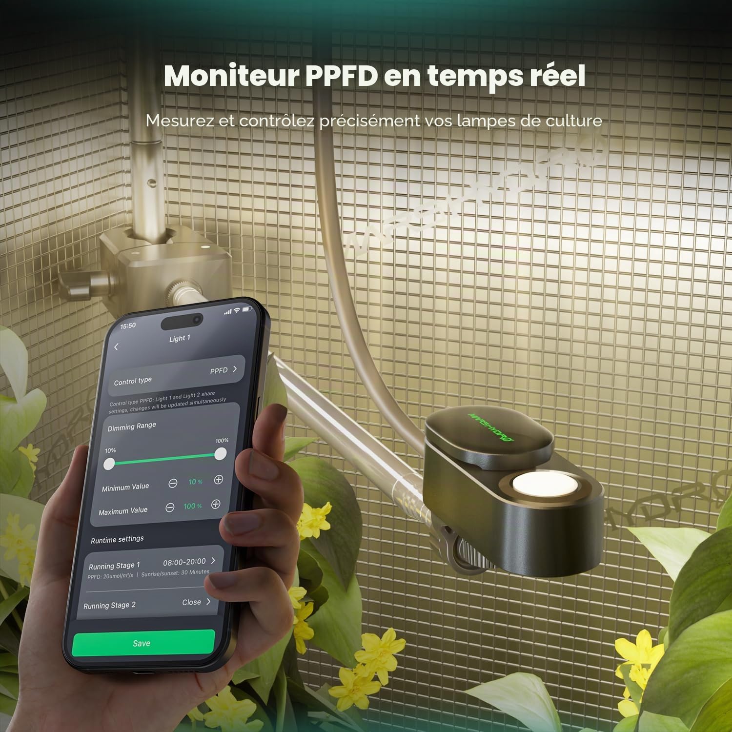 MARS HYDRO Kit de capteurs de plantes : capteurs PPFD, CO₂ et de sol pour iControl & iHub-Pro. Surveillance et contrôle précis de l'environnement pour la culture intérieure