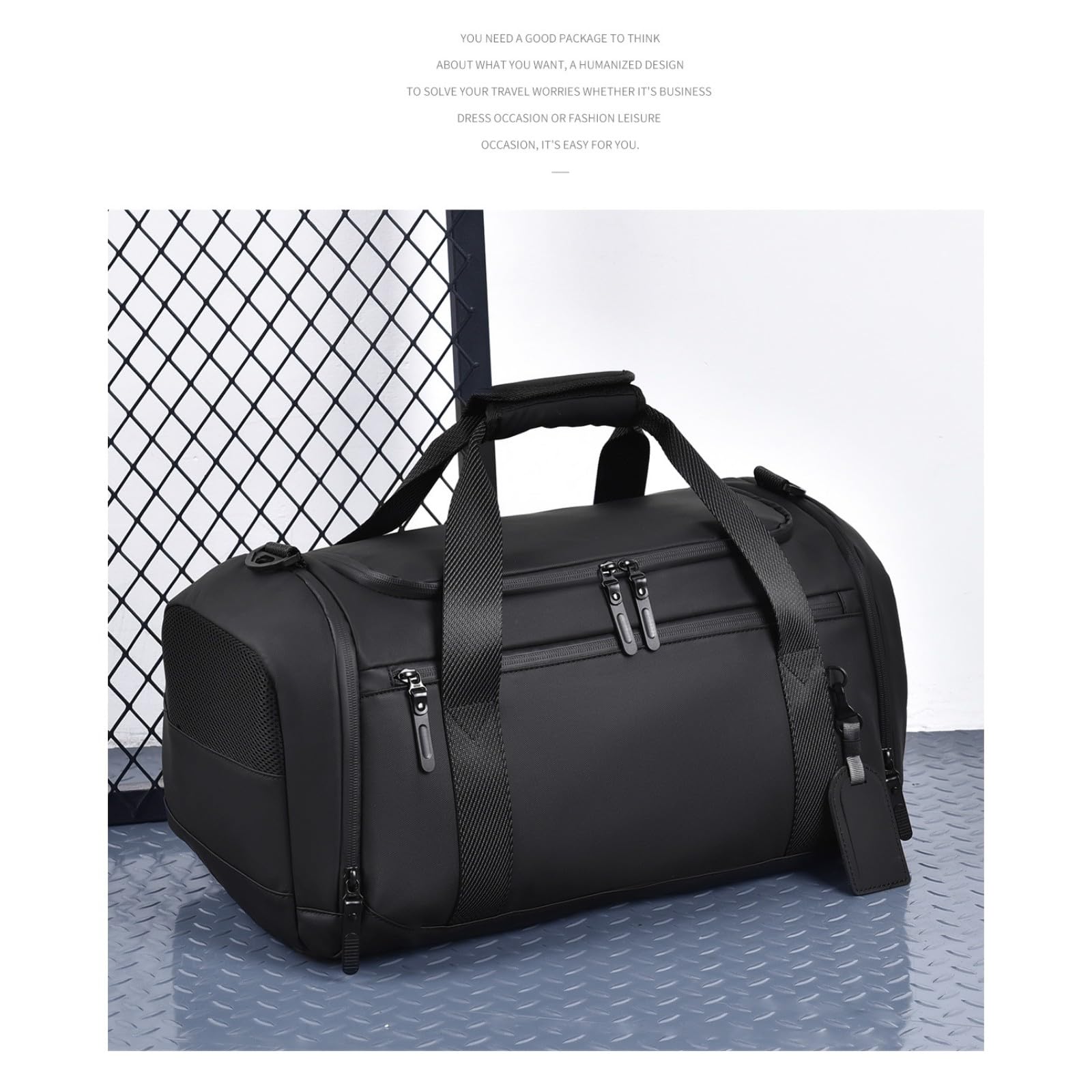 HJDMO - Borsone da palestra impermeabile da 35 l, con scomparto per scarpe, borsa sportiva da viaggio in tessuto Oxford con tasca bagnata per laptop da 15,6 pollici, maniglia superiore imbottita e