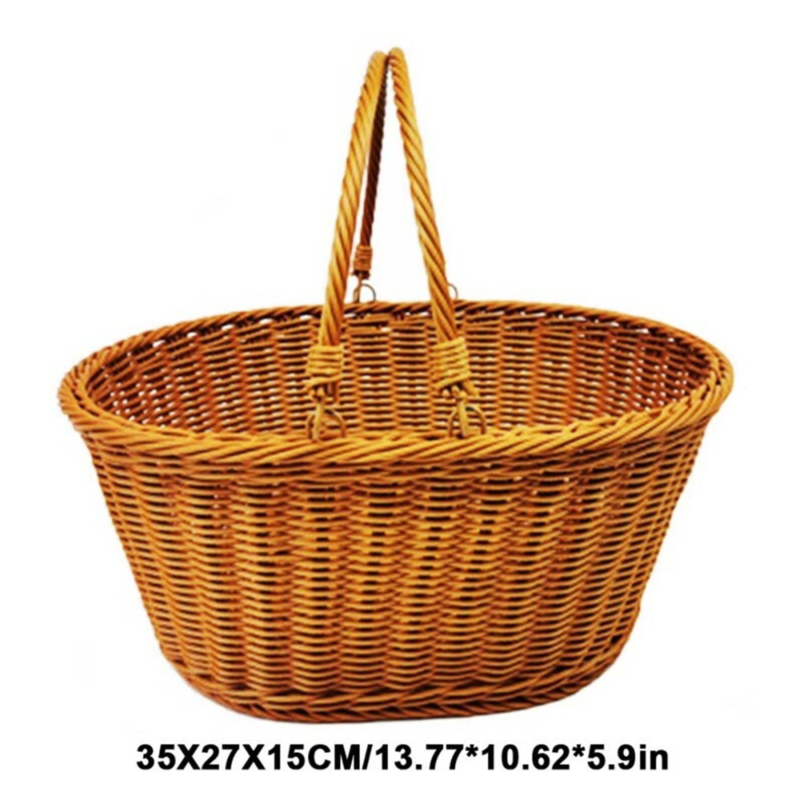 Petit Panier de Pique-Nique Fait à la Main en Imitation rotin avec poignée pour Pique-Nique de Camping， Panier de Rangement en Osier tressé， Porte-Fruits，