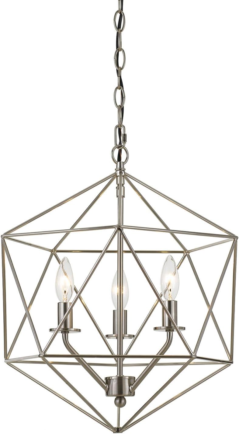 AF Lighting Bellini Three-Light Chandelier, Brushed Nickel