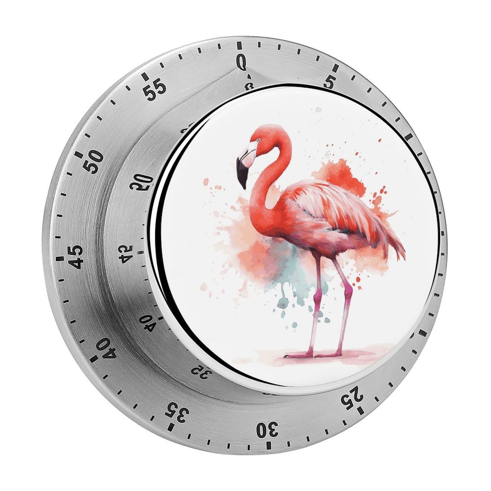 Watercolor Flamingo Kitchen Timer for Cooking,Chef Cooking Timer Clock with Loud Alarm Stainless Steel Countdown Timer No Batteries for Home Baking Cooking