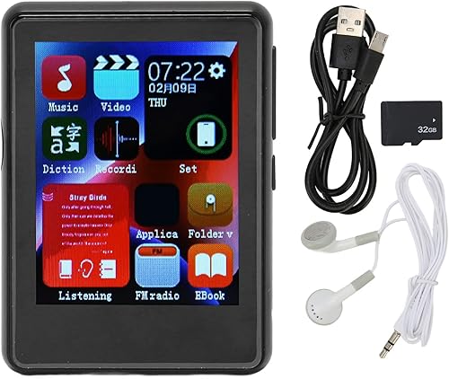Miniatura 7 de Reproductor de MP3, reproductor de música digital portátil, pantalla táctil completa Bluetooth 5.0, mini reproductor de MP3 con altavoz, radio FM,