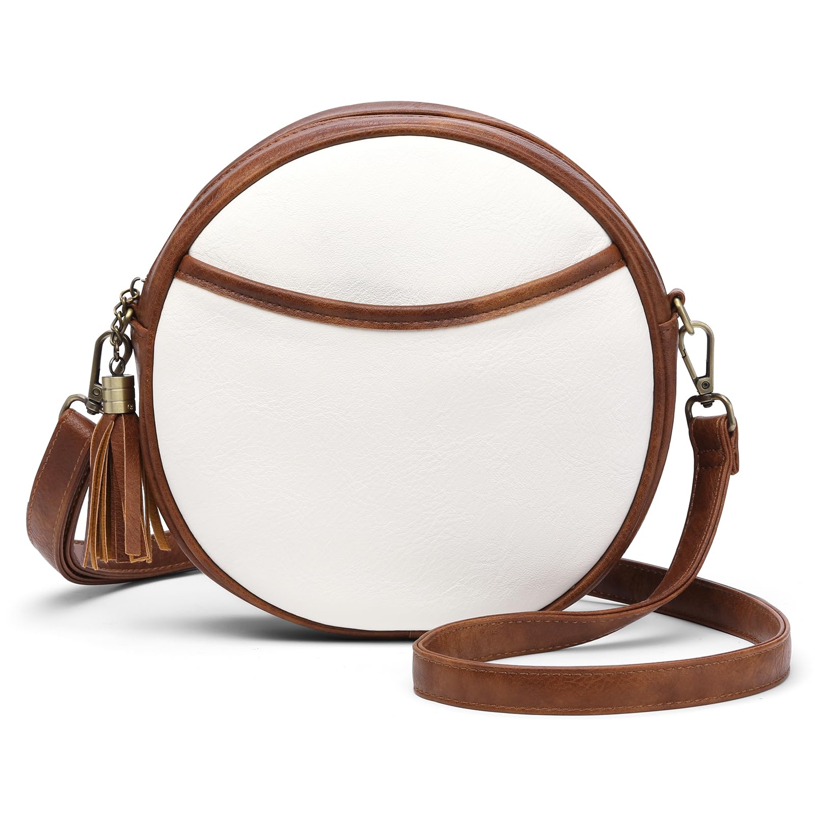 GAEKEAO Vegan Leather Crossbody Bags for Women Circle Cross Body Shoulder Bag Purses Handbags with Adjustable Straps