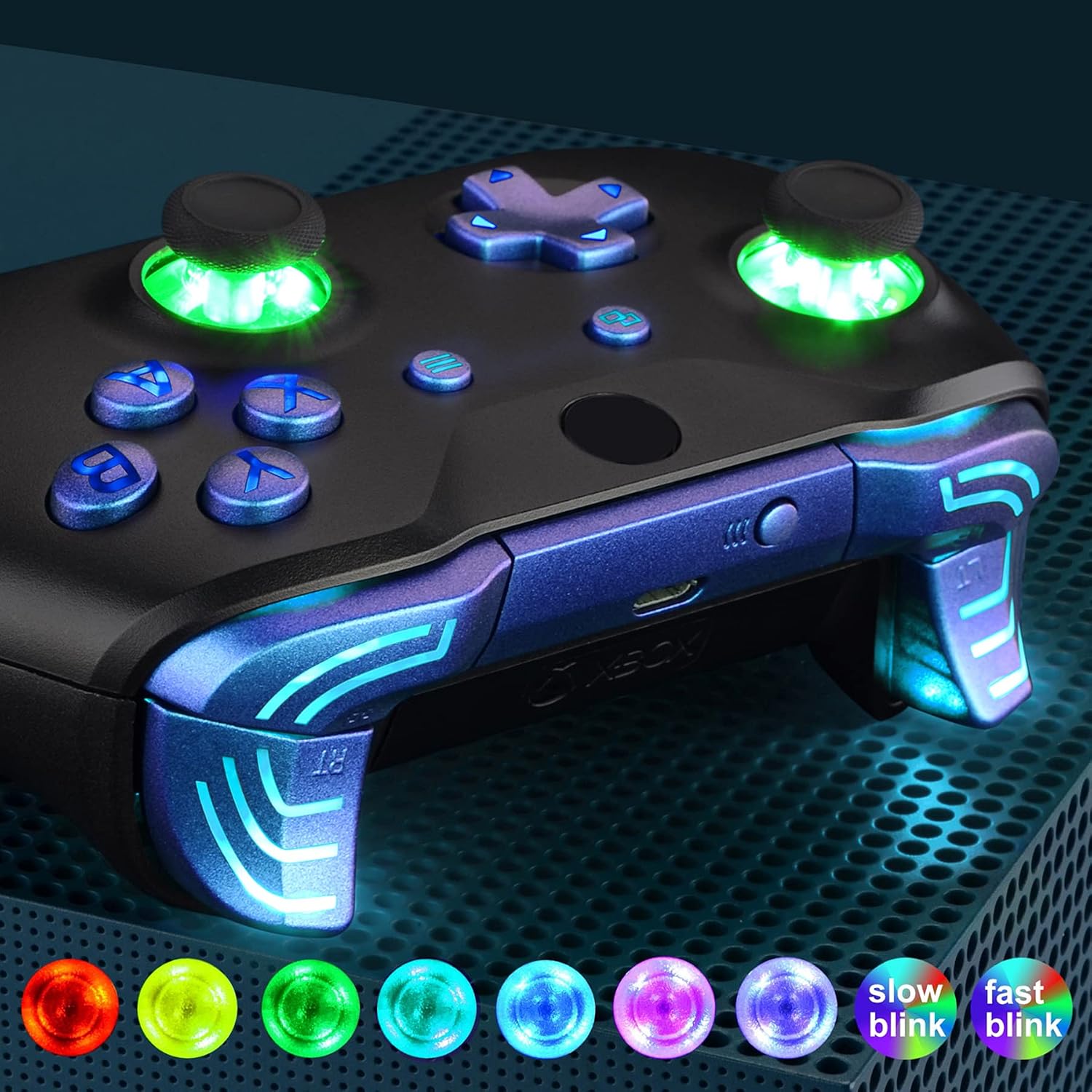 eXtremeRate Chameleon Classical Symbols Bumpers Triggers Dpad Thumbsticks Start Back ABXY Buttons Multi-Colors Luminated DTFS (DTF 2.0) LED Kit for Xbox One S/X Controller - Controller NOT Included image 4