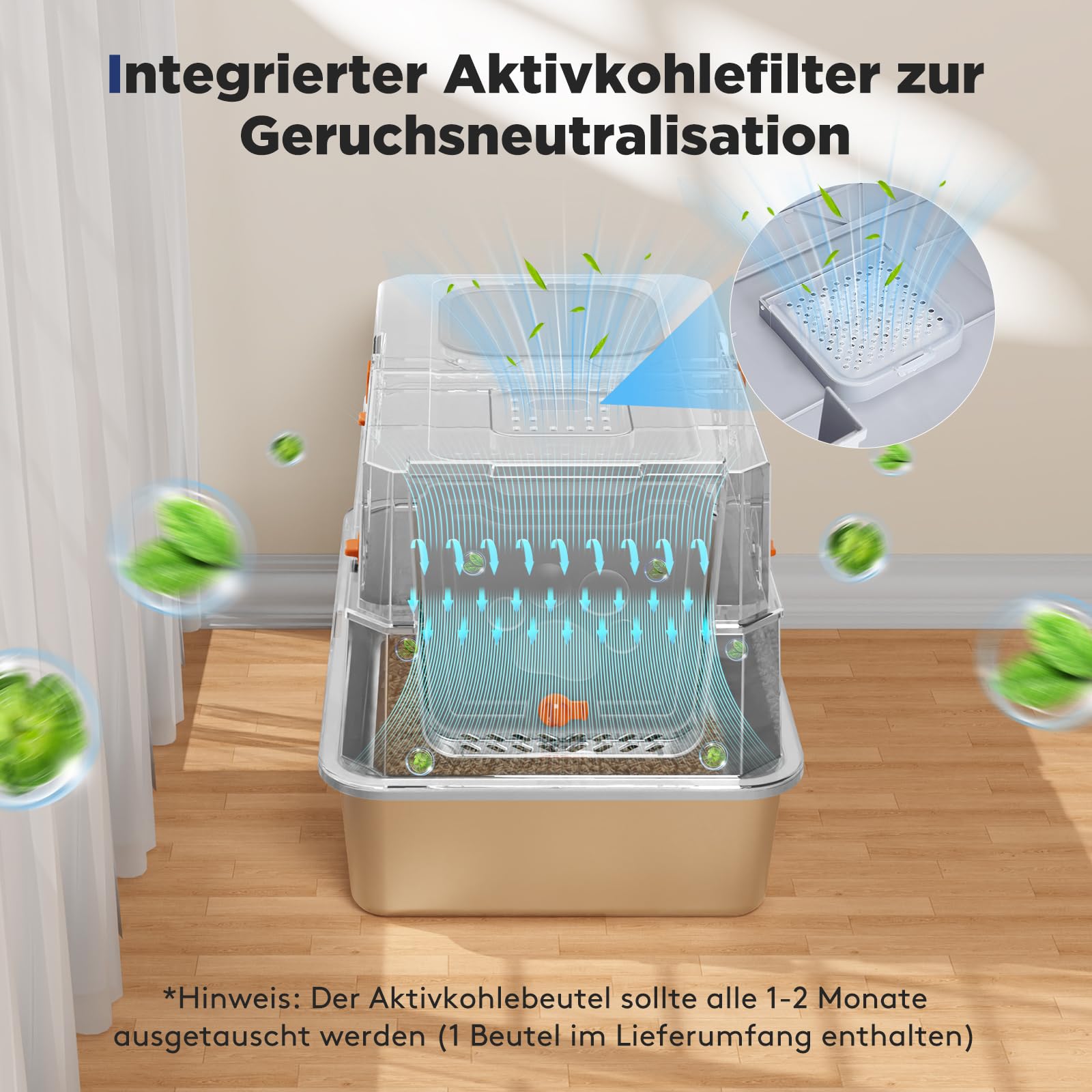 MIXJOY Edelstahl Katzenklo XXL mit Deckel, Katzentoilette Edelstahl Zwei-Tür-Konfiguration, Geschlossenes Katzenklo mit Schaufel, Leicht zu Reinigen, Geeignet für große/mehrere Katzen, 59x38x39cm