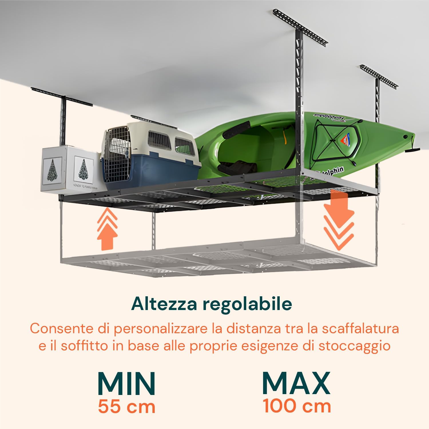 Wintem Estantería Flotante 183 x 91 cm Altura Ajustable 60-100 cm Metal para Garaje