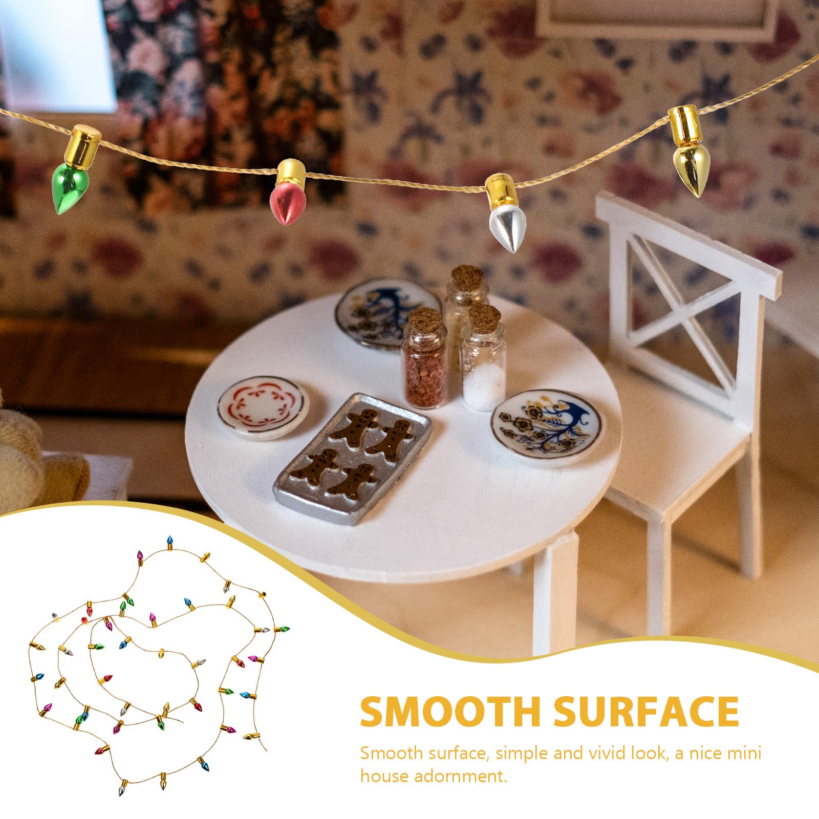 TOPBATHY Miniature String Lamp Ornament 47.2 Inch Doll House Fairy Lights Battery Operated Tiny Mini String Lights for Indoor Mini House Decor and Model Scenes - Image 3