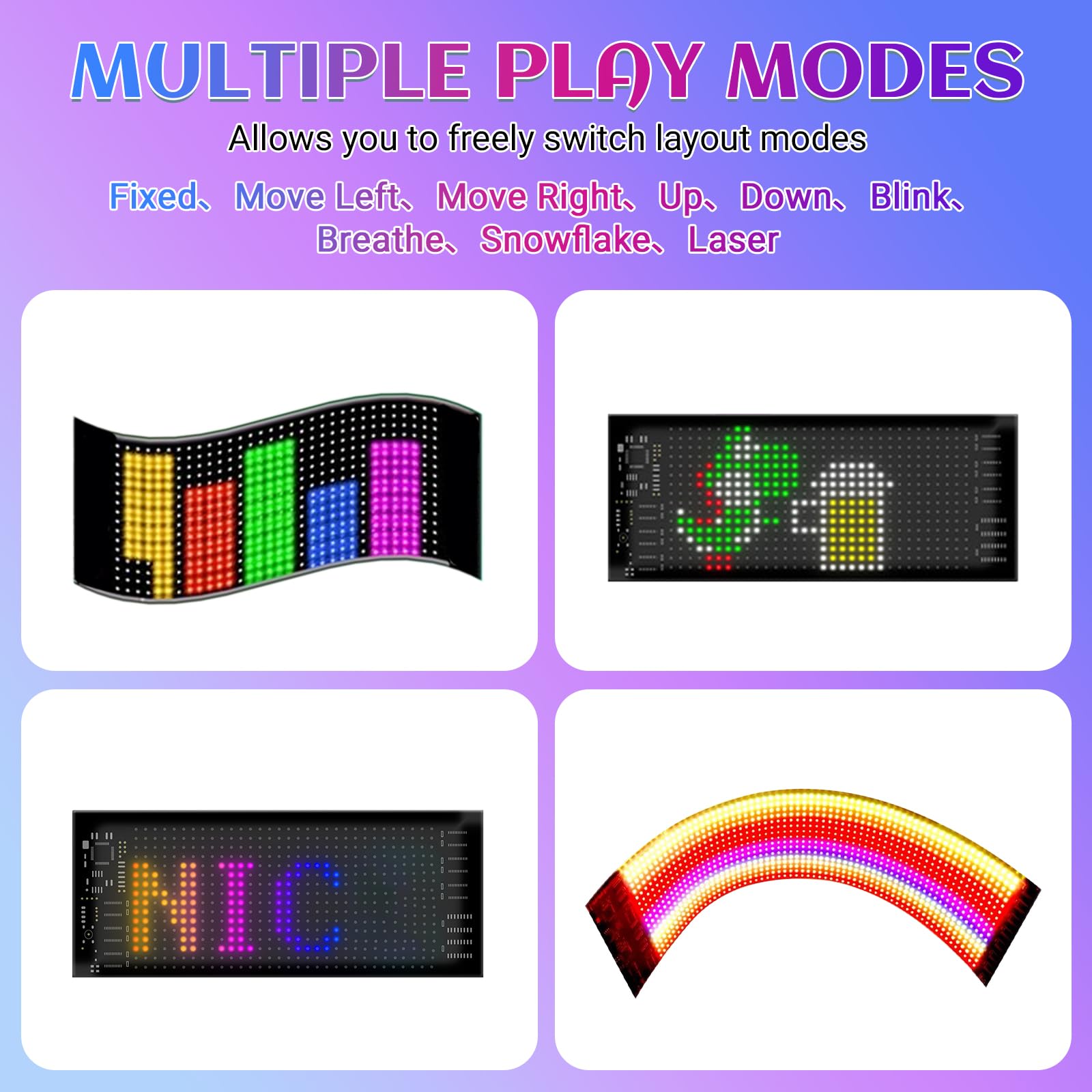GAESHOW Insegne Luminose RGB Matrix Flessibile 17.3x7cm, Pannello LED Personalizzato, Display Pubblicitario, Sostegno Testo, Digitale, Emoji Display per Aziende, Auto, Negozio