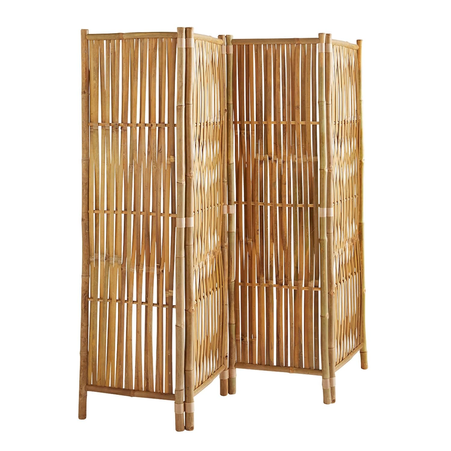 Box and Beyond - Paravento per interni - 160 x 180 cm - Separatore di stanza in bambù naturale - 4 pannelli - Paravento per camera da letto, soggiorno - divisorio rimovibile