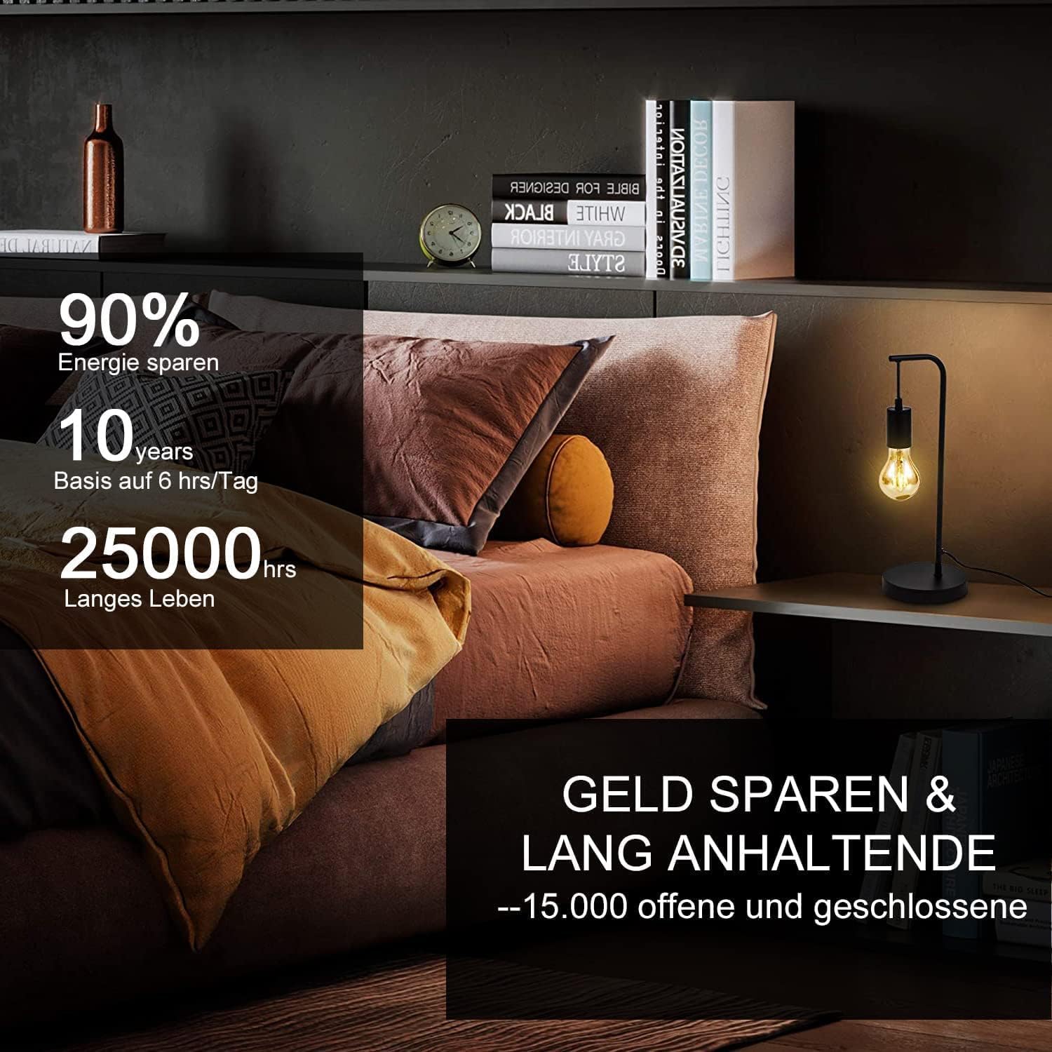 Edison Vintage Glühbirne, Edison LED Lampe Warmweiß E27 4W 2700K Retro Glühbirne Vintage Antike Glühbirne 470 Lumen Ideal für Nostalgie und Retro Beleuchtung im Familie Hotel Bar usw - 6 Stück