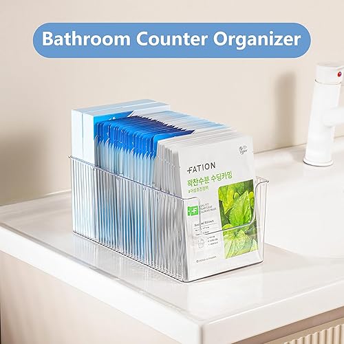 Miniatura 8 de Organizador de maquillaje de plástico transparente con divisores extraíbles, almacenamiento impermeable para encimeras de baño para máscaras de