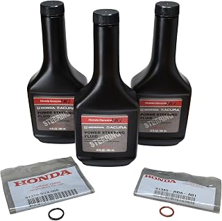 Genuine Honda Power Steering Fluid Kit (3x12oz 08285-P99-0CZA3) + Inlet/Outlet O-Ring Seals for Accord, Civic, CR-V