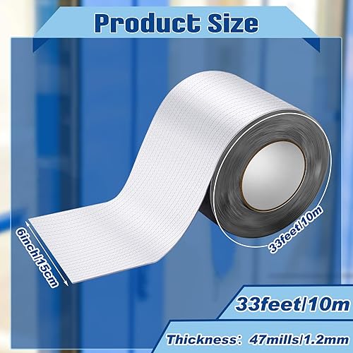 Miniatura 2 de Paneles autoadhesivos para techos de 6 pulgadas x 33 pies, material de techo enrollado de goma para techos, superficie de aluminio reflectante,