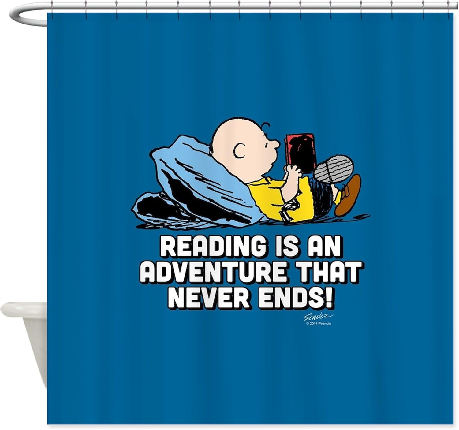 CafePress Charlie Brown Reading is an Adven Decorative Fabric Shower Curtain
