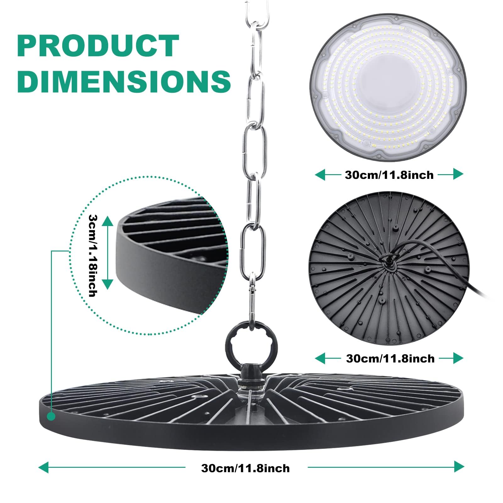 UFO High Bay Lumière 200W, 20000LM Ultra-Mince Spot High Bay Lumière Blanc Froid 6500K Projecteur LED Industriel, Étanche IP65 UFO LED Spot Intérieur pour Usine Atelier Garage