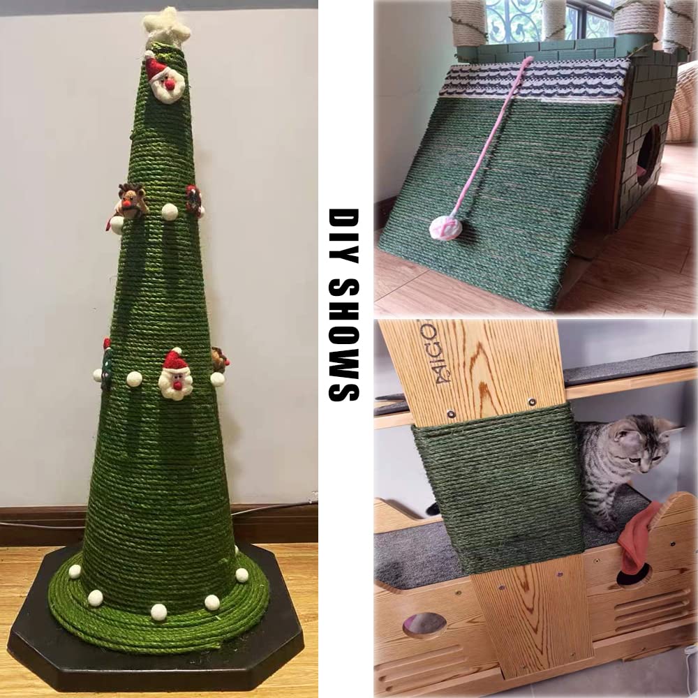 Corda In Sisal Per Tiragraffi – Verde, Diametro 6 Mm, 50 M, Per Riparare O Creare Alberi Per Gatti Fai Da Te