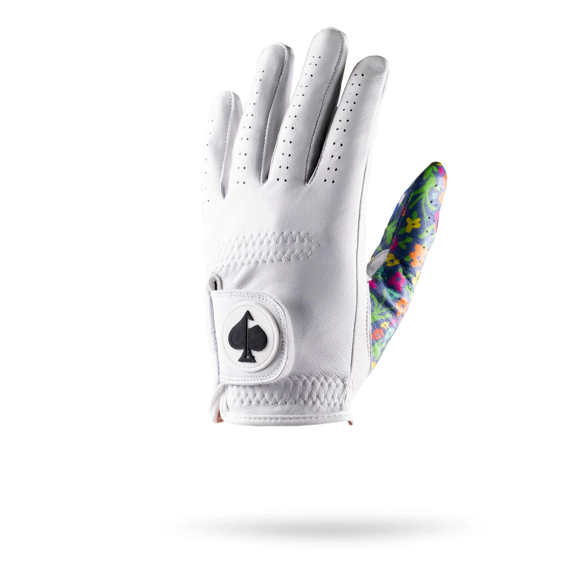 Flower Power Premium Tour Golf Glove - Genuine Cabretta Leather, Long-Lasting Durable Golf Glove for Men or Women - Great Value, Premium Leather Golf Glove Left & Right Hand