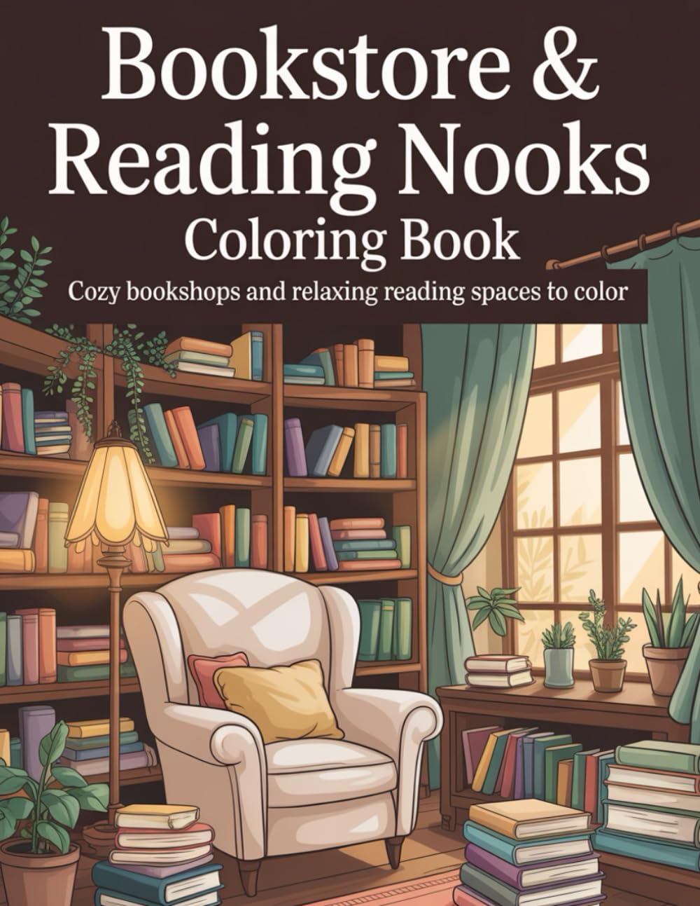 Cozy Bookstores & Reading Nooks Coloring Book: Relaxing Black and White Pages for Book Lovers, Readers, and Cozy Creativity