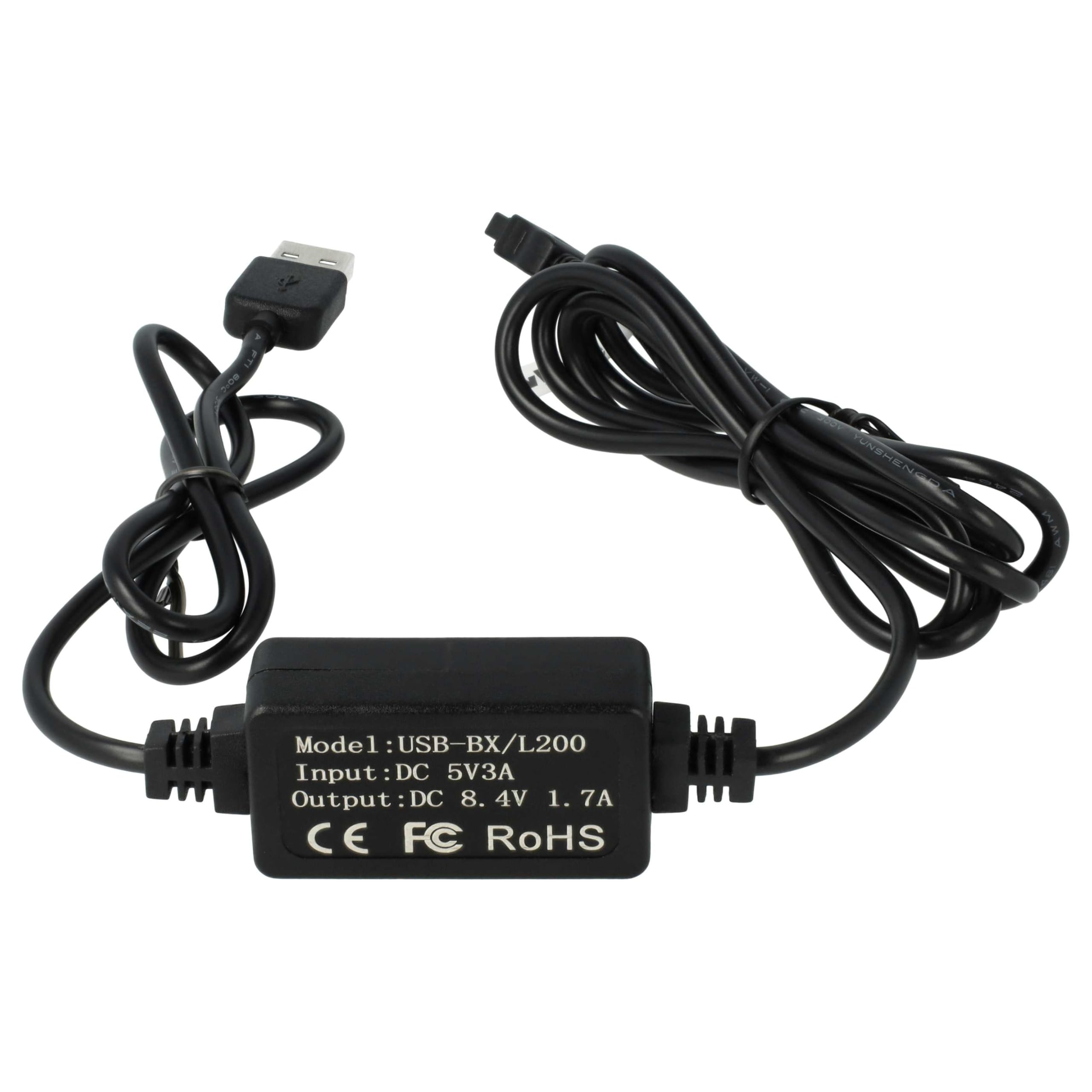 vhbw Kabel USB do ładowania kompatybilny z Sony HDR-XR350, XR550, XR550E, XR350E, XR350V, XR500V, XR520V Kamera, Kamera Kamera, Czarny