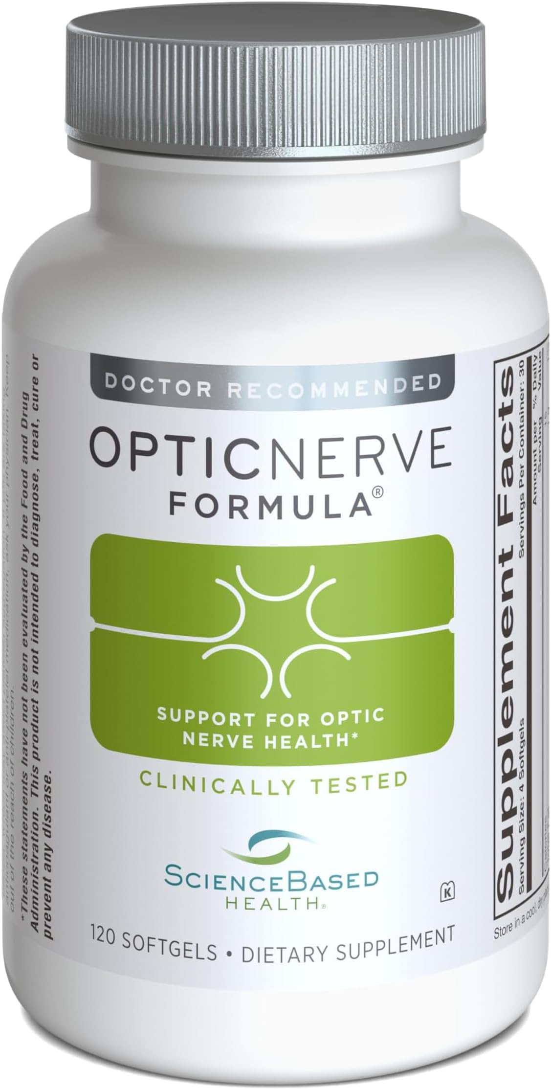 ScienceBased Health Optic Nerve Formula – Clinically Tested Eye Supplement Supports Nerve Function & Ocular Circulation – Omega-3s, CoQ10, Alpha Lipoic Acid, B Vitamins – 30-Day Supply