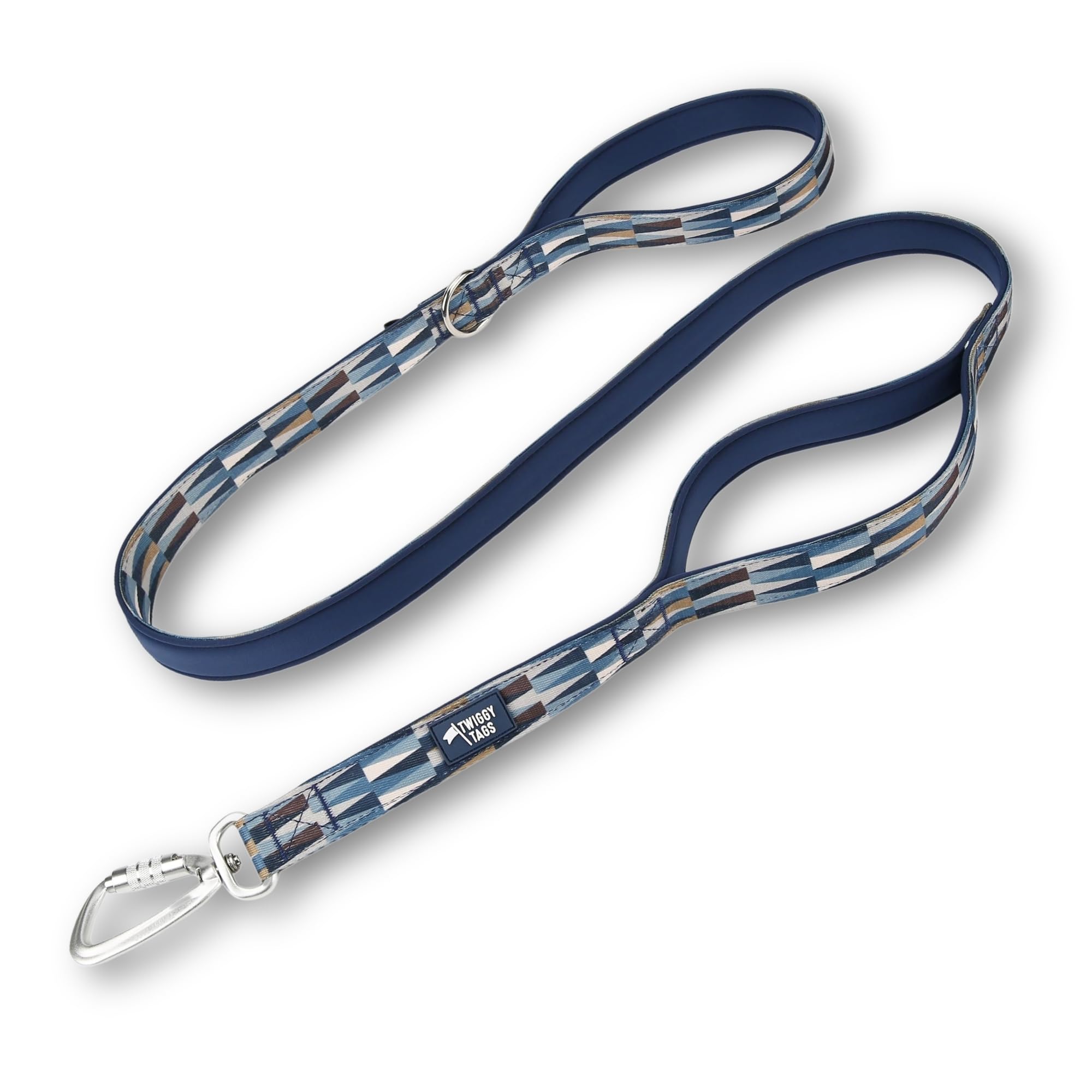 Twiggy Tags Padded Lead with Extra Handle | Strong Dog Lead with Close Control Lead | Reflective, Locking Carabiner, Durable & Comfortable | Suitable For All Dog Breeds| 1.5m (Oasis Blue)
