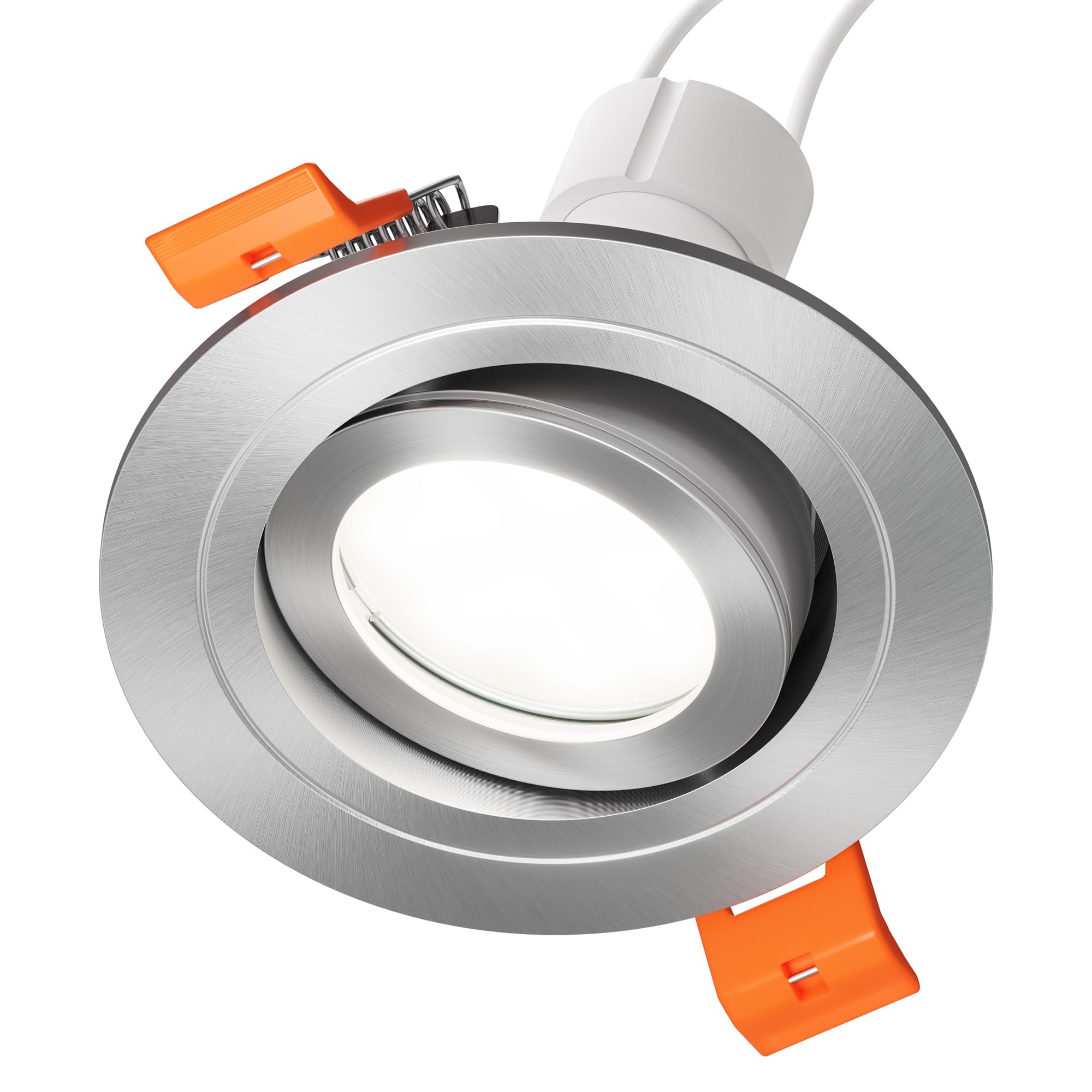ledscom.de 12 unid. marco de montaje en techo para baño ERID, antihumedad, baño, IP44, redondo, giratorio, aluminio mate