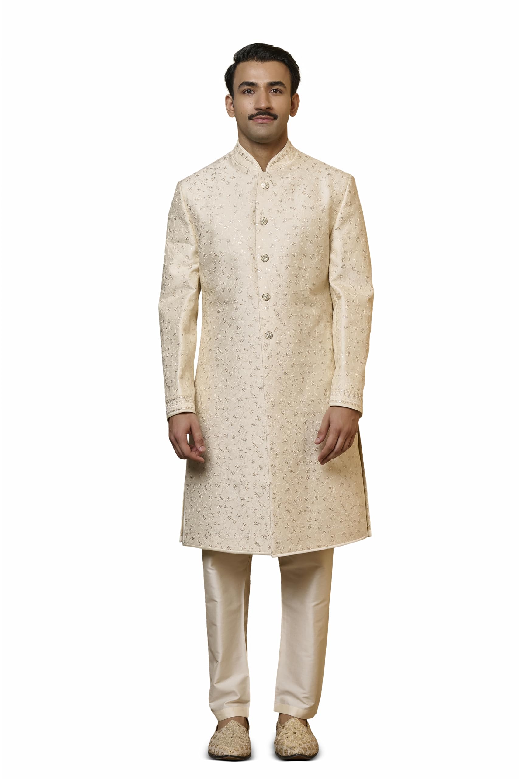 tasva Ivory Dori And Zardozi Embroidered Sherwani-picture-23
