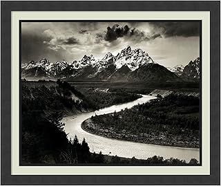 Amanti Art Wood Framed Wall Art Print The Tetons and The Snake River, Grand Teton National Park, Wyoming, 1942 by Ansel Ad...