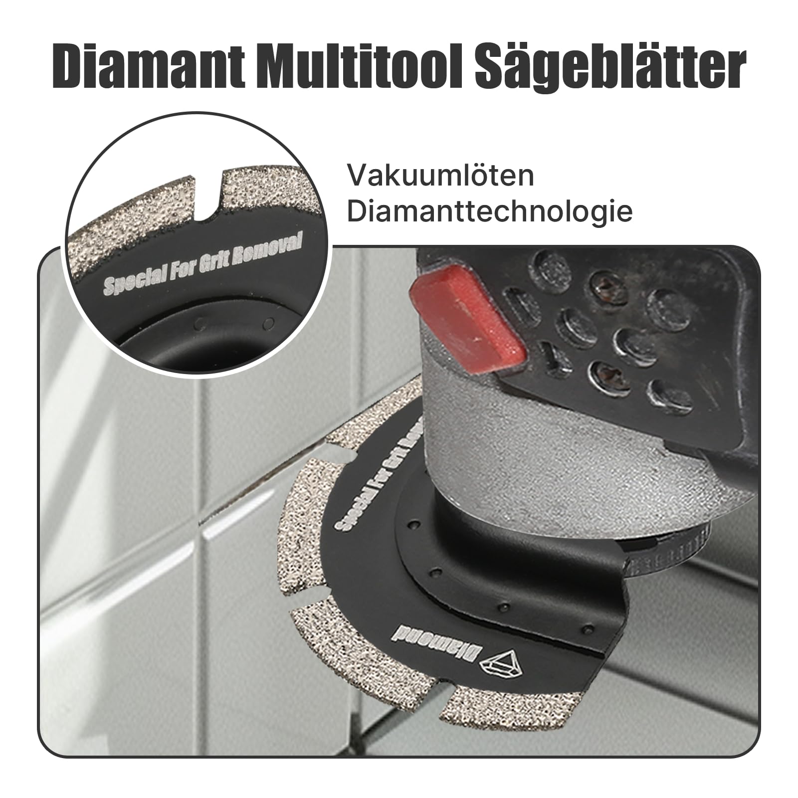 4 Stück Diamant Halbkreisförmige Multifunktionswerkzeug, 76mm Halbrund Multitool Sägeblätter Oszillationswerkzeug für Keramikfliesen, Hohlziegel, Zement, weiche Fliesen, Mauerwerk