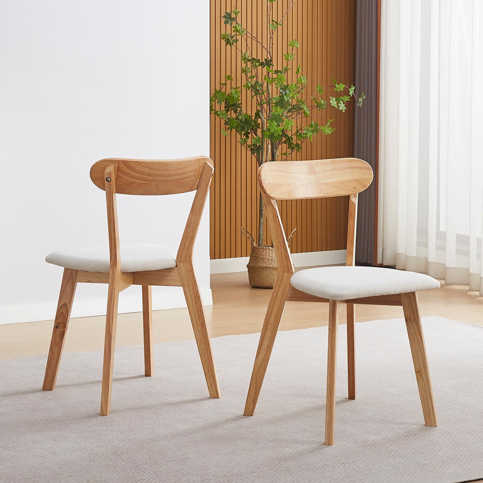 paonne Solid Wood Dining Chairs Set of 2 with Padded Seat Louis Kitchen Chairs with Solid Wood Frame and Legs