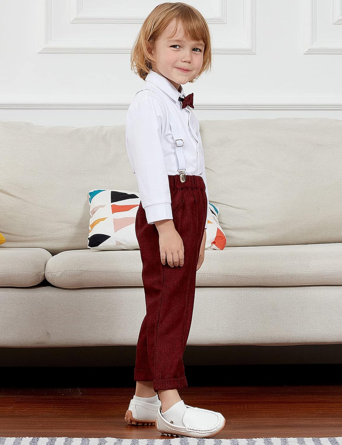 A&J DESIGN 5pcs Baby Boys Suit, 12 Months - 3T, Shirt & Pants & Vest & Hat & Bow Tie - Image 3