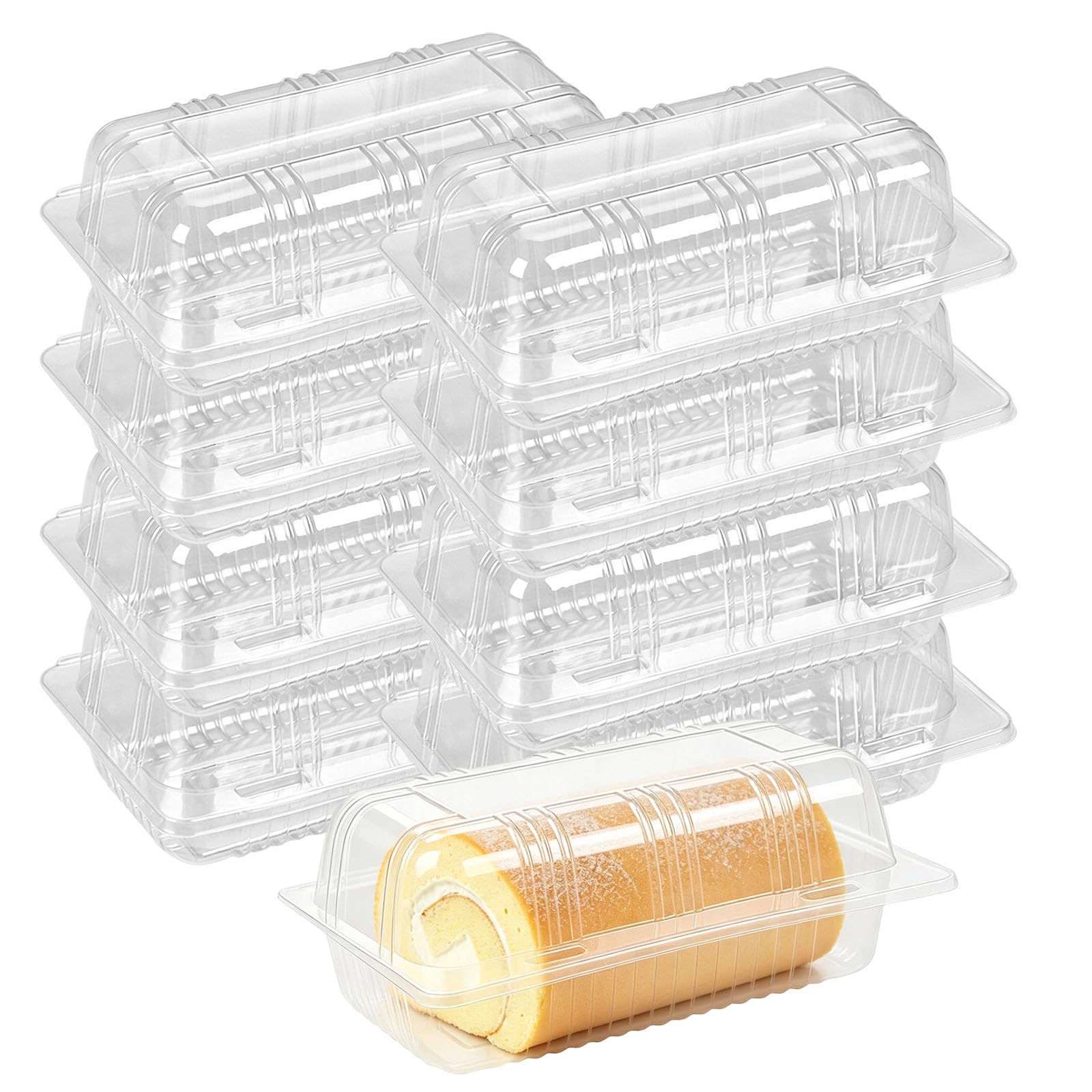dogmoon Cake Slice Boxes Individual, 100PCS Cupcake Containers Individual Single, Reusable Dessert Containers Cheesecake Boxes, Clear Cupcake Box for Cake Portions Muffins Salad Cheese(Rectangle)