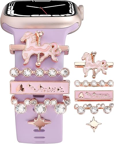 Miniatura 8 de Dijes de correa de reloj de dibujos animados compatibles con iWatch Series 8, 7, 6, 5, 4, 3, 2, 1, todos los modelos de mujeres, bonitos bucles