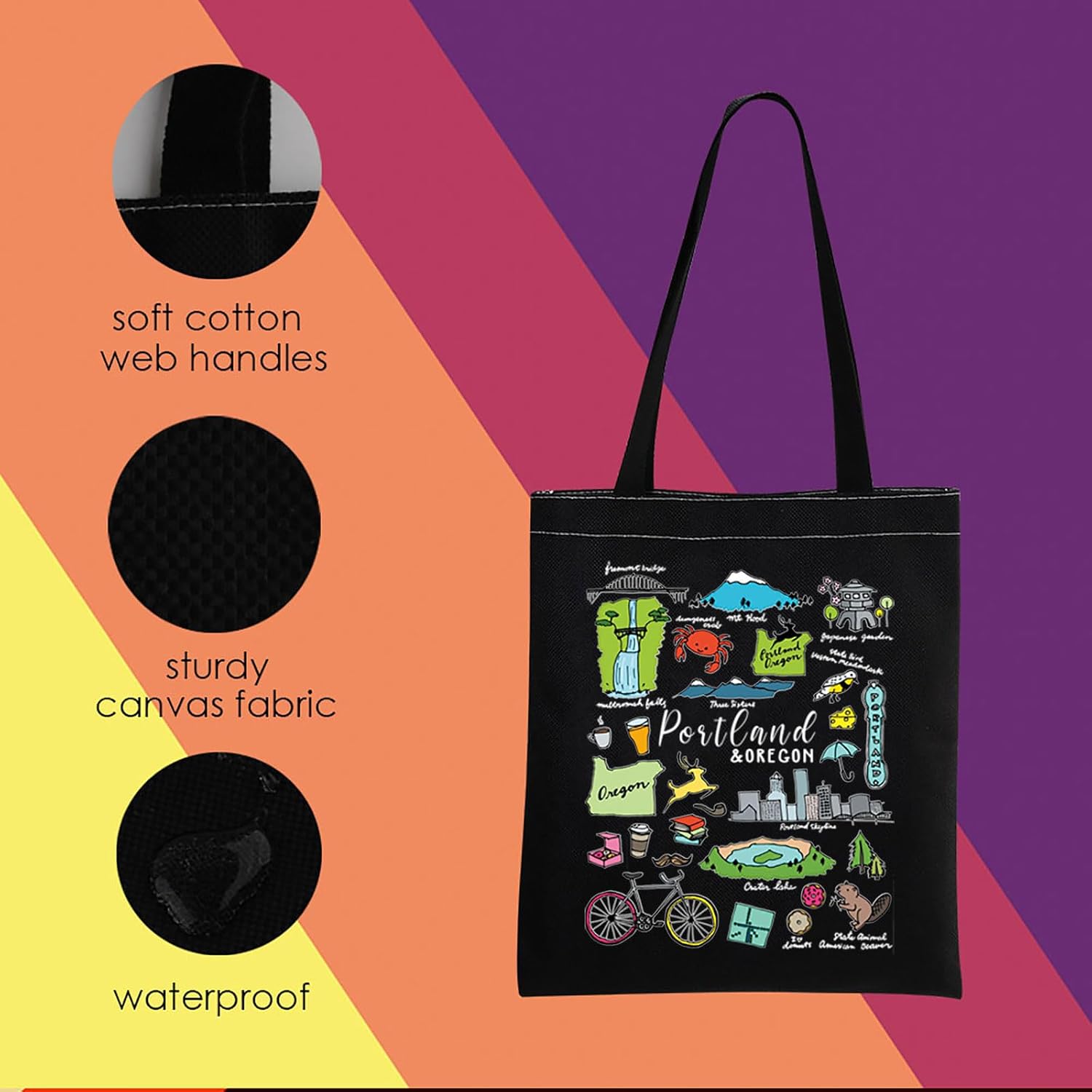MNIGIU Portland Tote Bag - Travel Gift, Oregon State Gifts, Portland Souvenir image 3