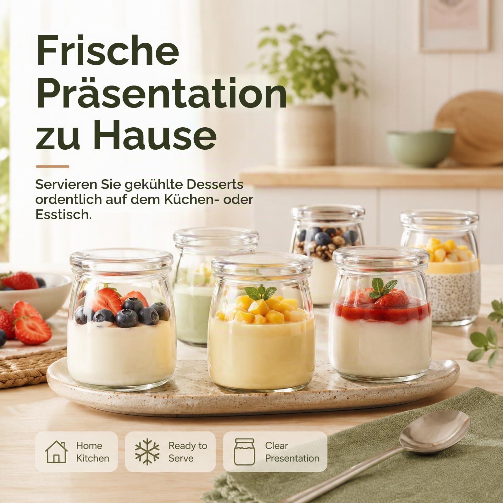 JMIATRY 36 Stück 150ml Joghurtgläser mit Deckel, Dessertgläser Glas mit Deckel, Joghurtbecher mit Deckel für Joghurt, Dessert, Pudding, Milch, Marmelade