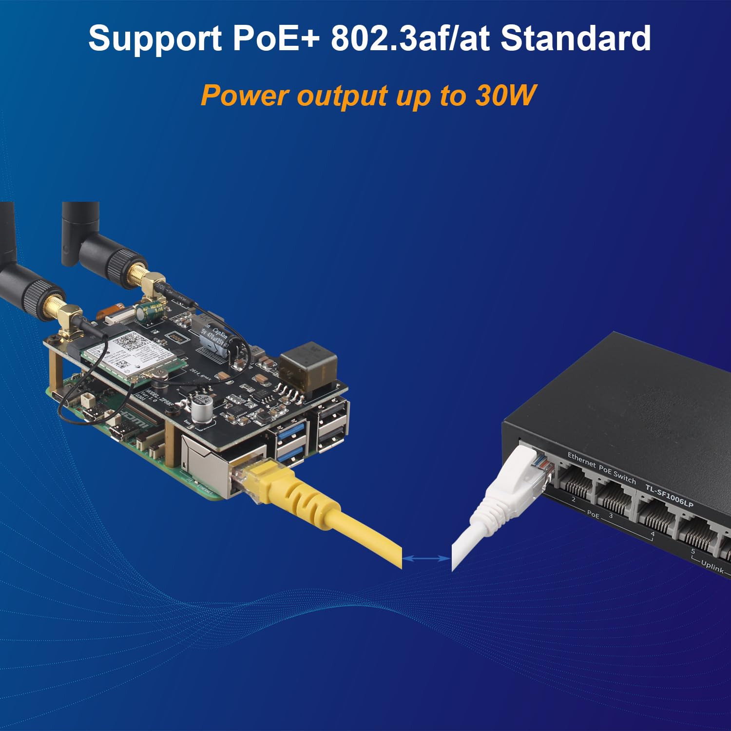 ZDE ZP585 PoE+ Hat PCIe to M.2 E Key WiFi7 6 6E 5 Hat for Raspberry Pi 5 | Power Over Ethernet Adapter Expansion Board, Support Google TPU WiFi 7 BE200 WIFI6E AX210 MT7922 WIFI6 AX200