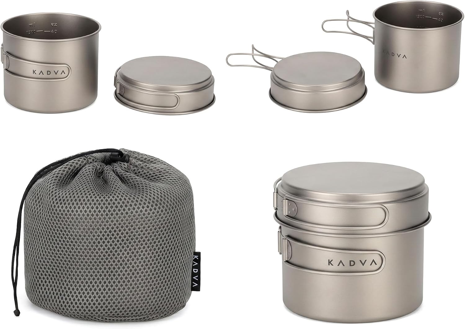 KADVA Titan Campingtopfset 1600 ml – leichtes Trekking-Set